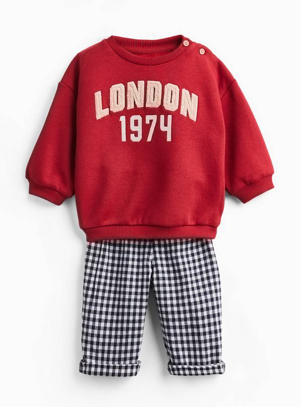 Red London Graphic Sweatshirt & Trousers Set 12-18 months